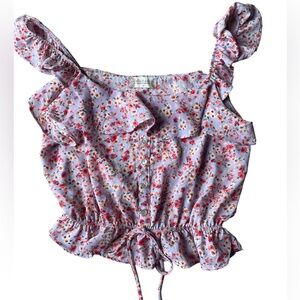Altar’s State Lavender Coral Floral Tank Blouse Size Medium